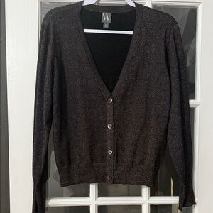 Worthington Black and gold glittery Button-Up Cardigan
